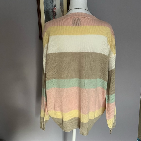 Like Love Pastel Striped Colorblock Lightweight Oversized Sweater Size Small - Picture 5 of 11